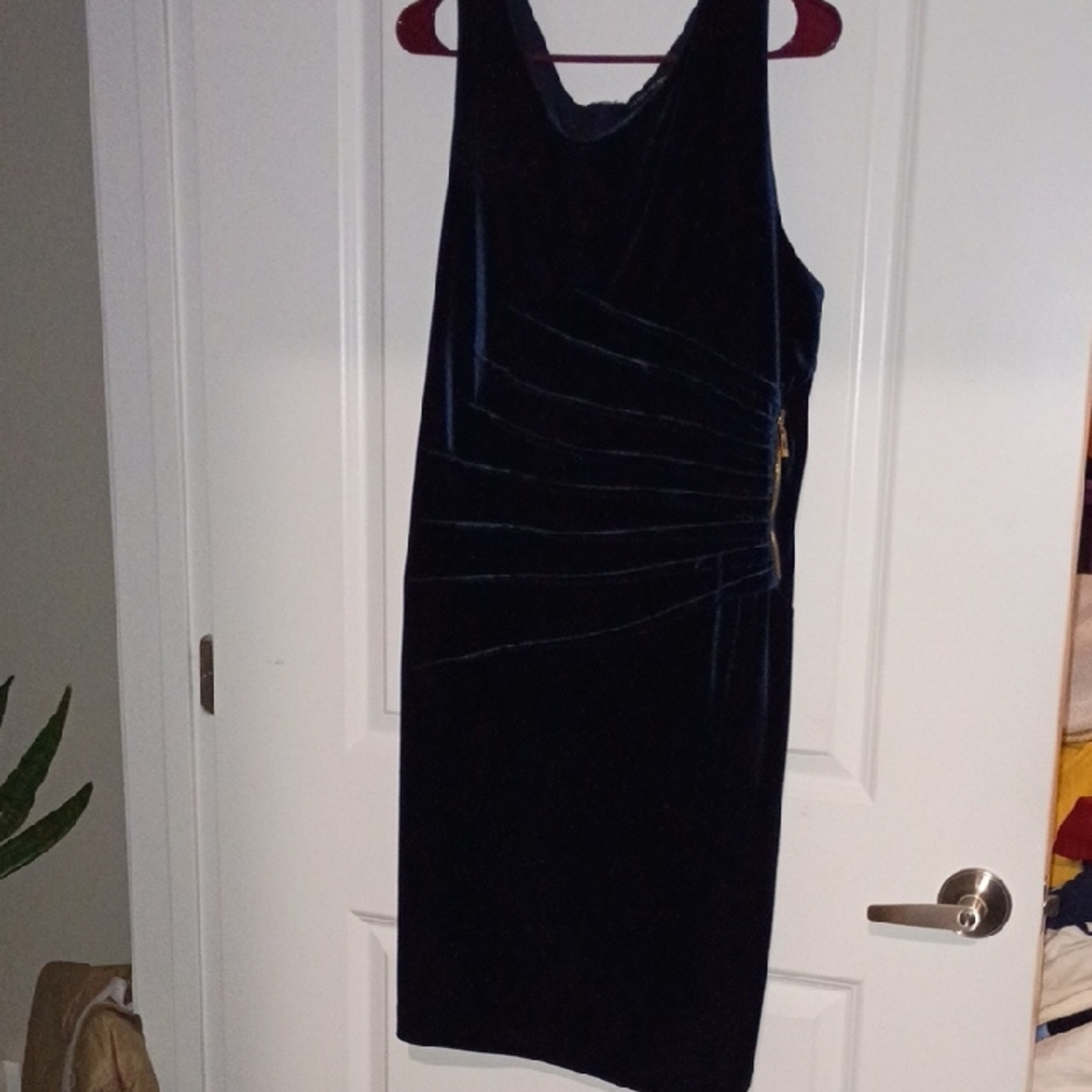 Ivanka Trump Navy Velvet Backless Dress
